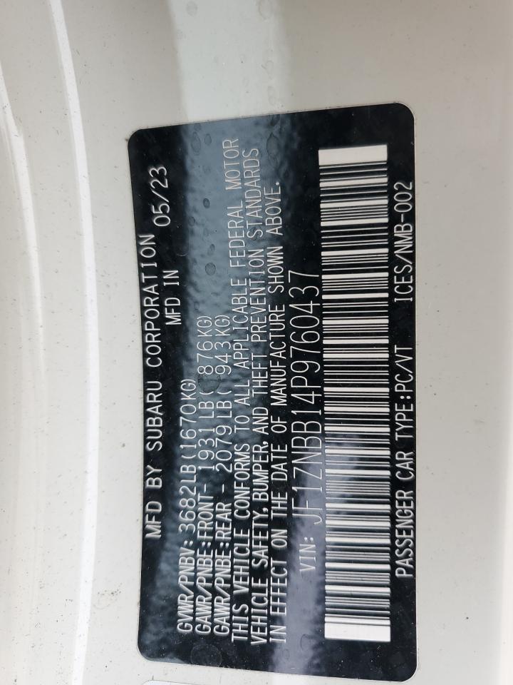 2023 TOYOTA GR 86 VIN:JF1ZNBB14P9760437