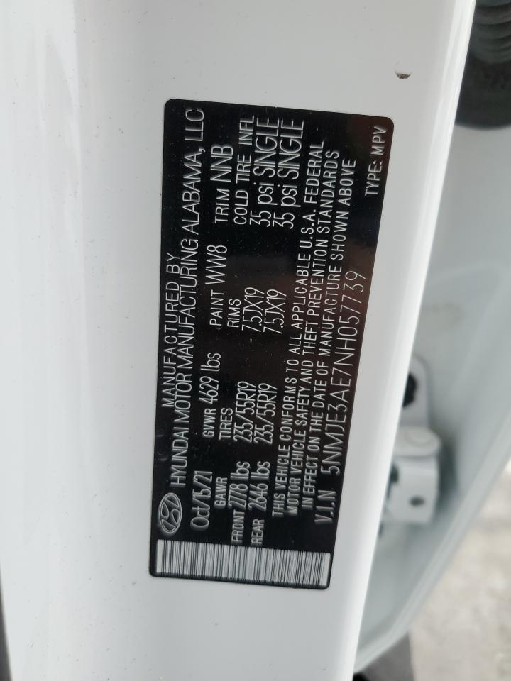 2022 HYUNDAI TUCSON LIMITED VIN:5NMJE3AE7NH057739