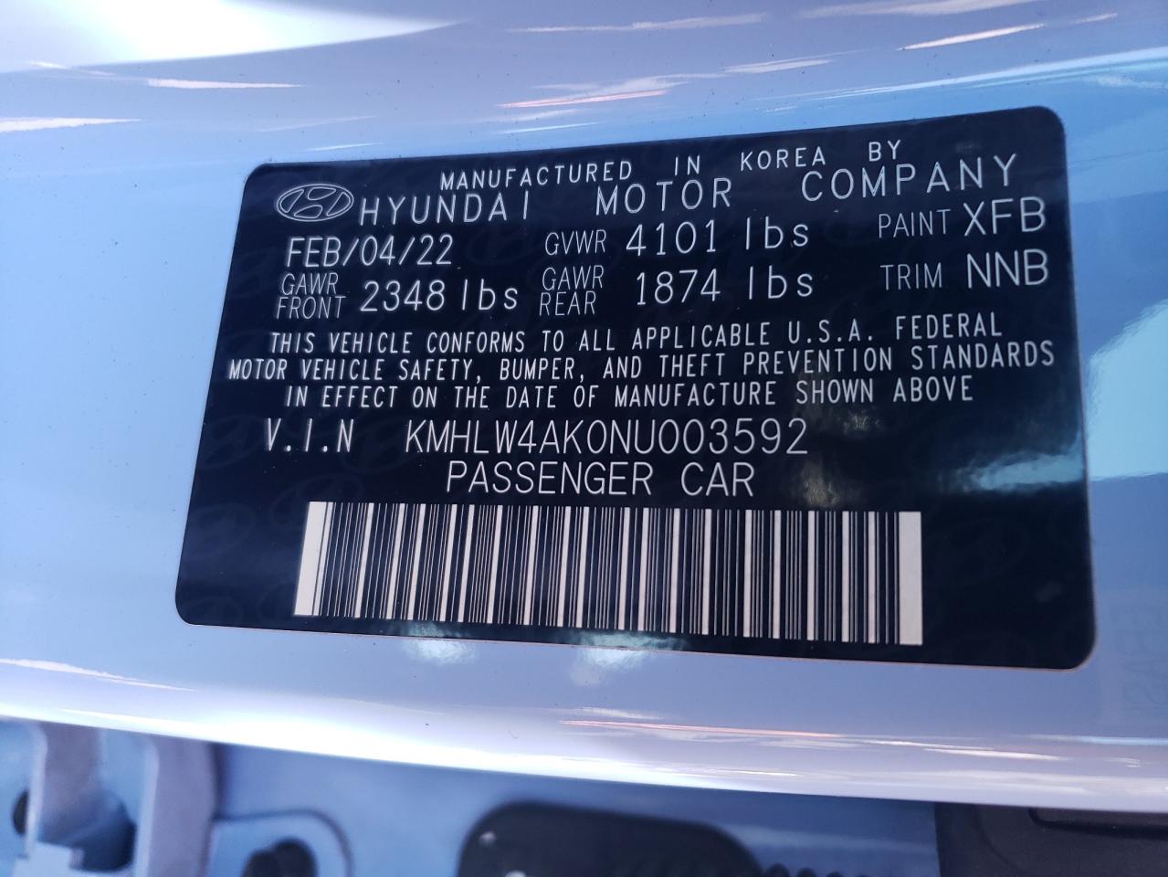 2022 HYUNDAI ELANTRA N VIN:KMHLW4AK0NU003592