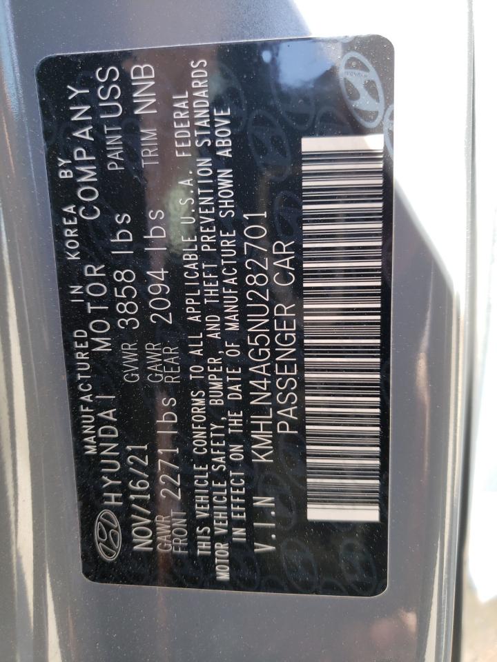 2022 HYUNDAI ELANTRA SEL VIN:KMHLN4AG5NU282701