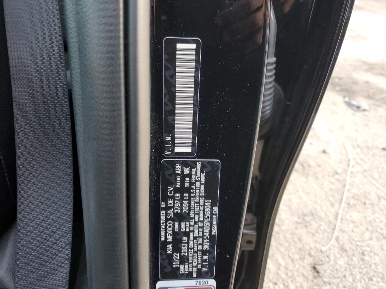 2023 KIA FORTE GT LINE VIN:3KPF54AD5PE568041