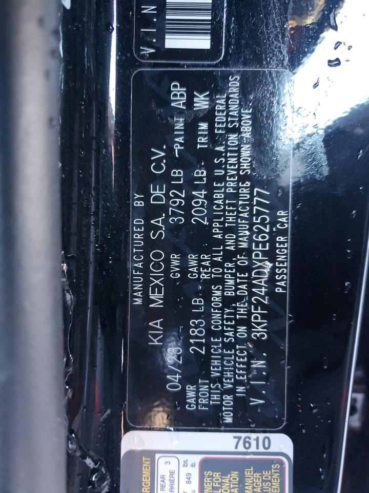 2023 KIA FORTE LX VIN:3KPF24ADXPE625777