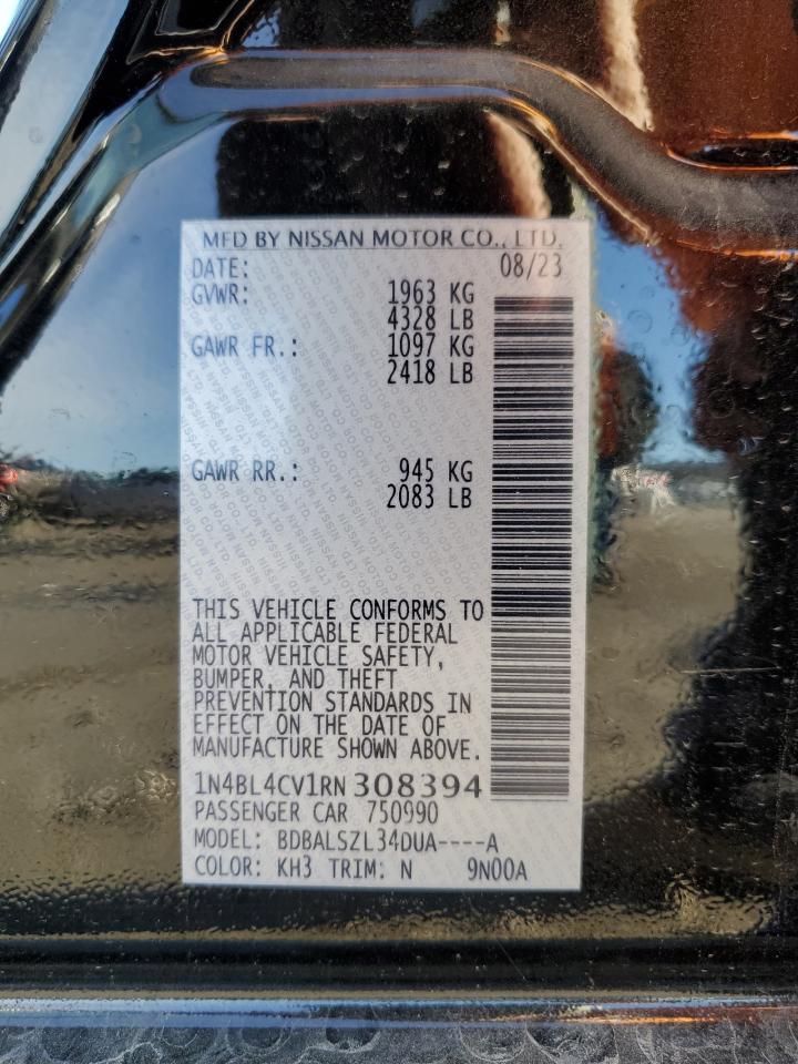 2024 NISSAN ALTIMA SR VIN:1N4BL4CV1RN308394