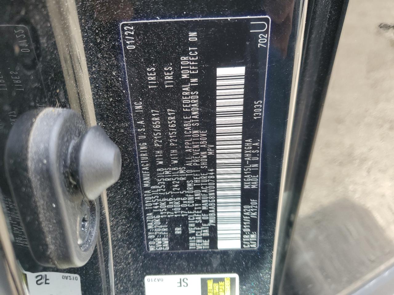 2022 TOYOTA COROLLA CROSS LE VIN:7MUBAABG8NV007844