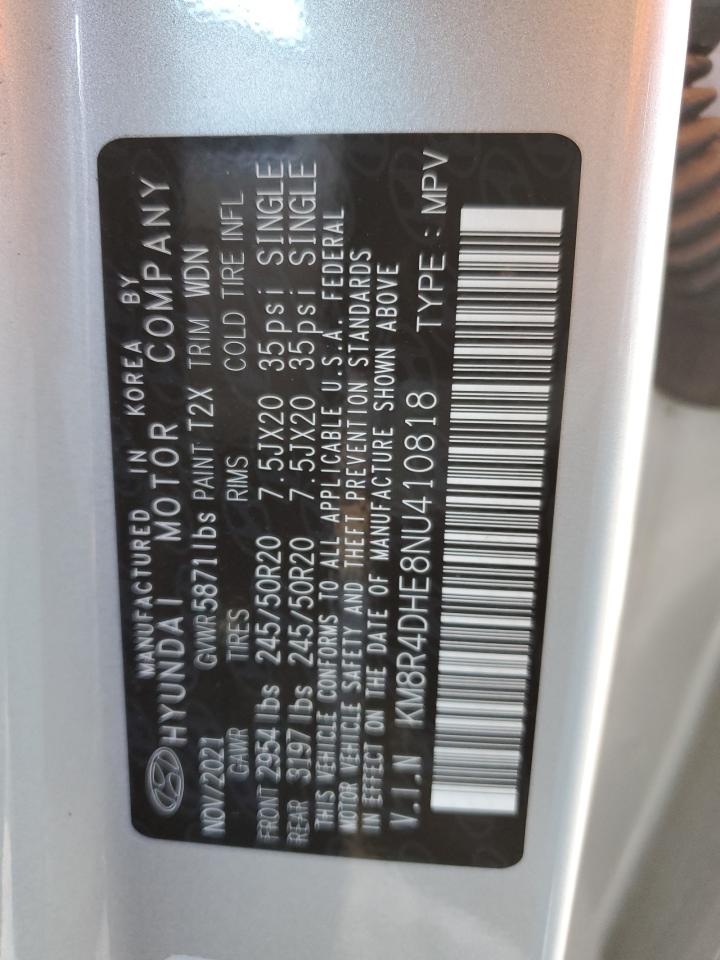 2022 HYUNDAI PALISADE SEL VIN:KM8R4DHE8NU410818