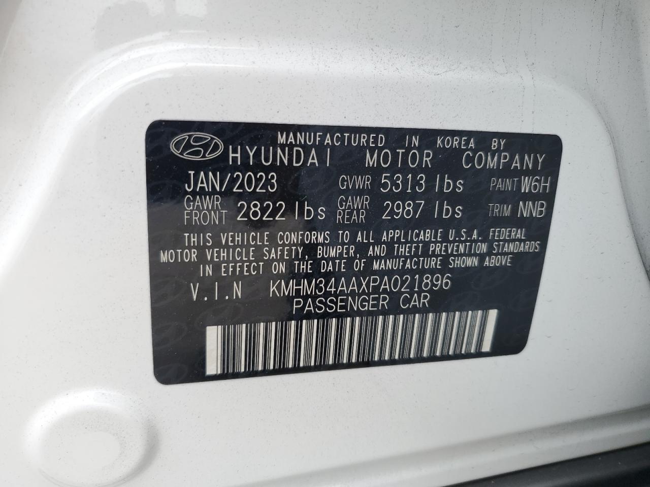2023 HYUNDAI IONIQ 6 SEL VIN:KMHM34AAXPA021896