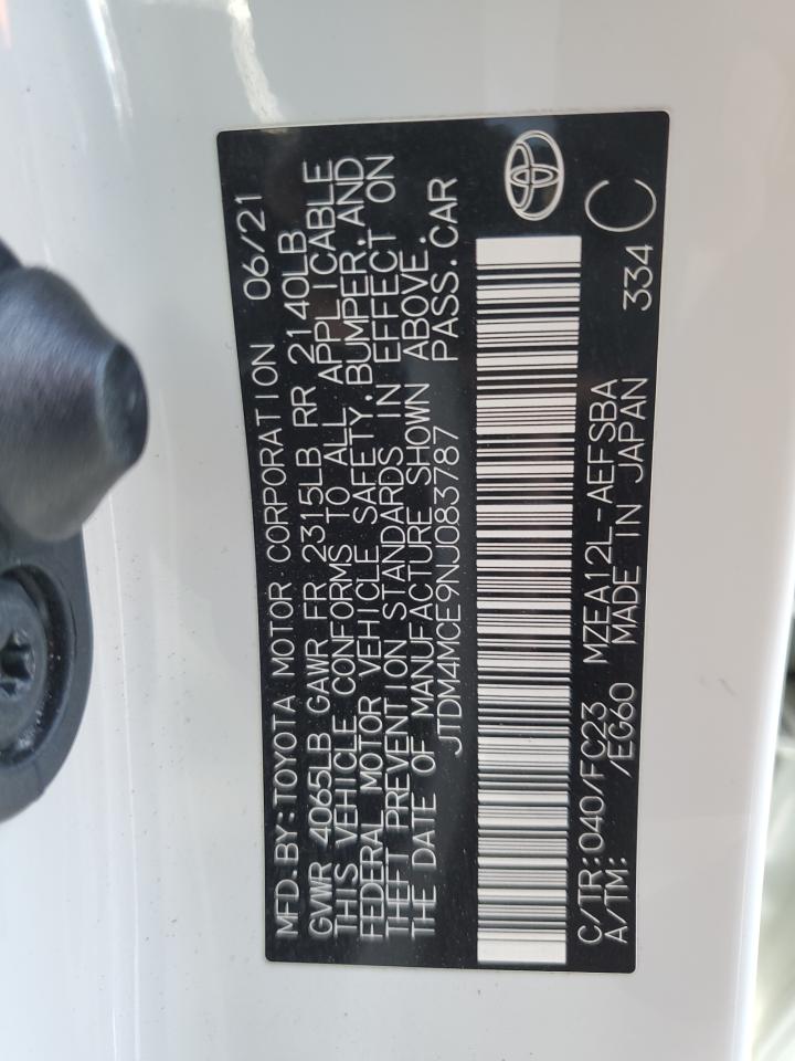 2022 TOYOTA COROLLA SE VIN:JTDM4MCE9NJ083787