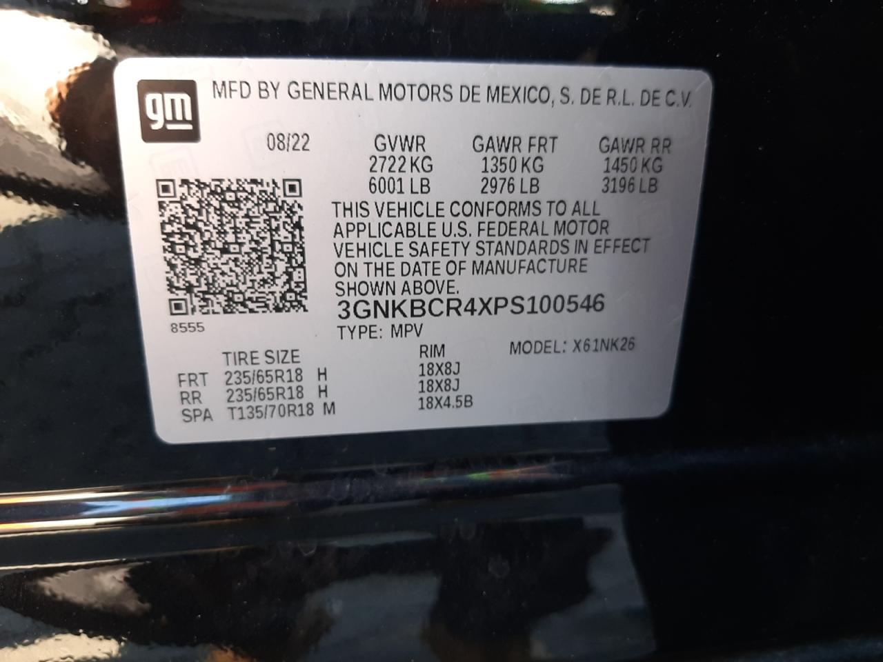 2023 CHEVROLET BLAZER 2LT VIN:3GNKBCR4XPS100546