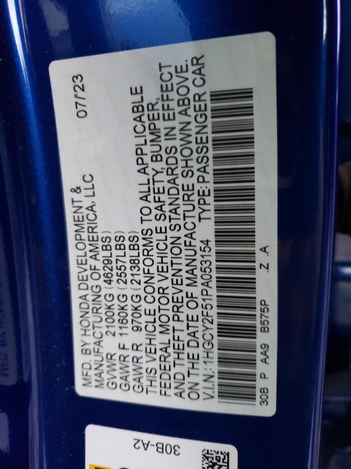 2023 HONDA ACCORD HYBRID SPORT VIN:1HGCY2F51PA053154