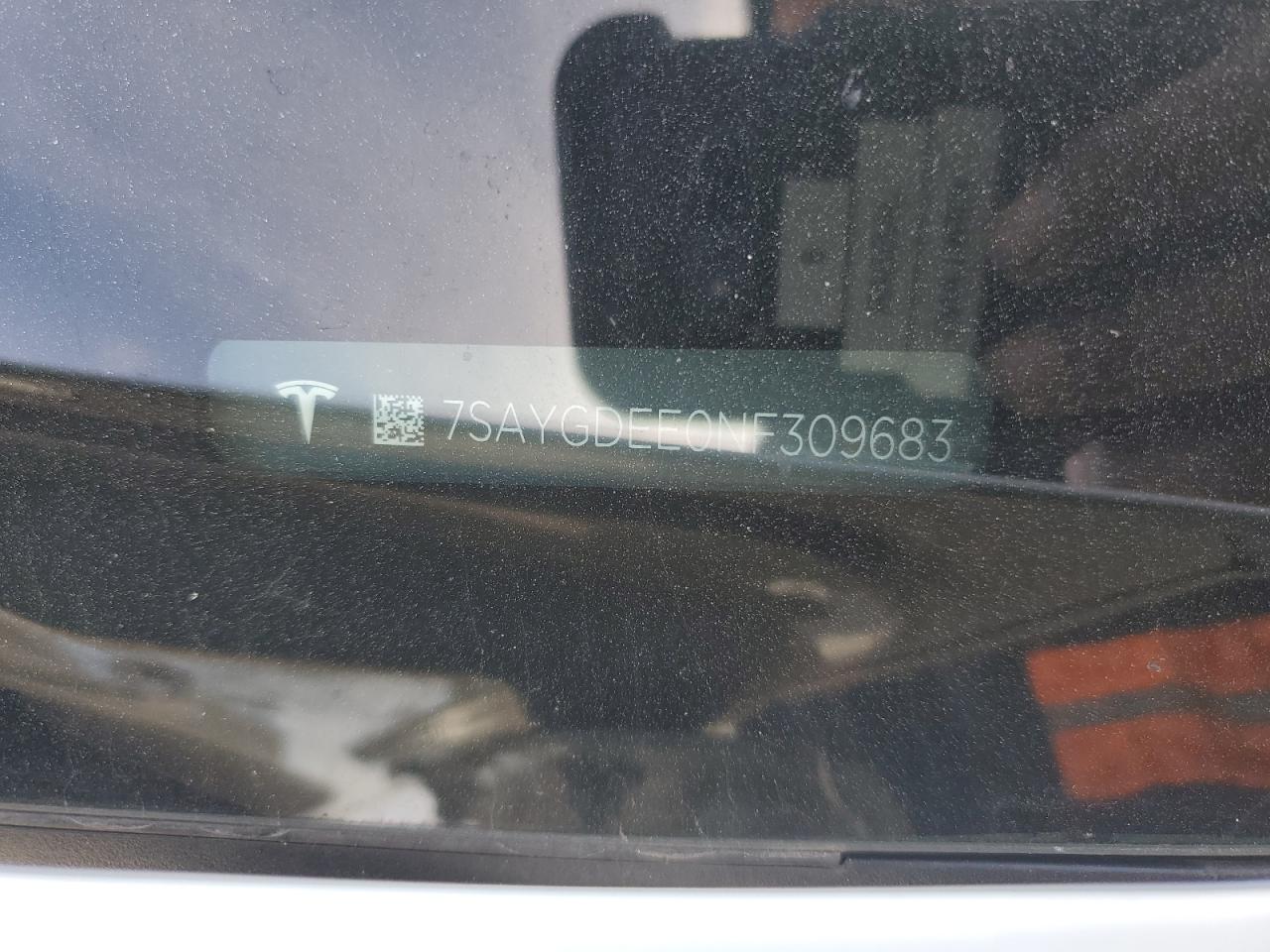 2022 TESLA MODEL Y VIN:7SAYGDEE0NF309683