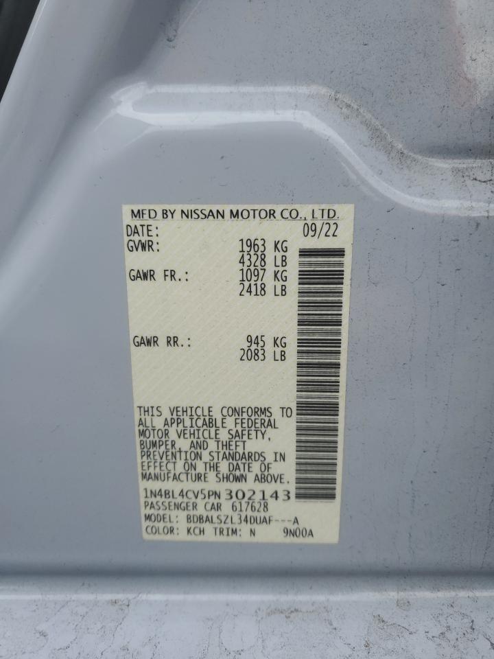 2023 NISSAN ALTIMA SR VIN:1N4BL4CV5PN302143