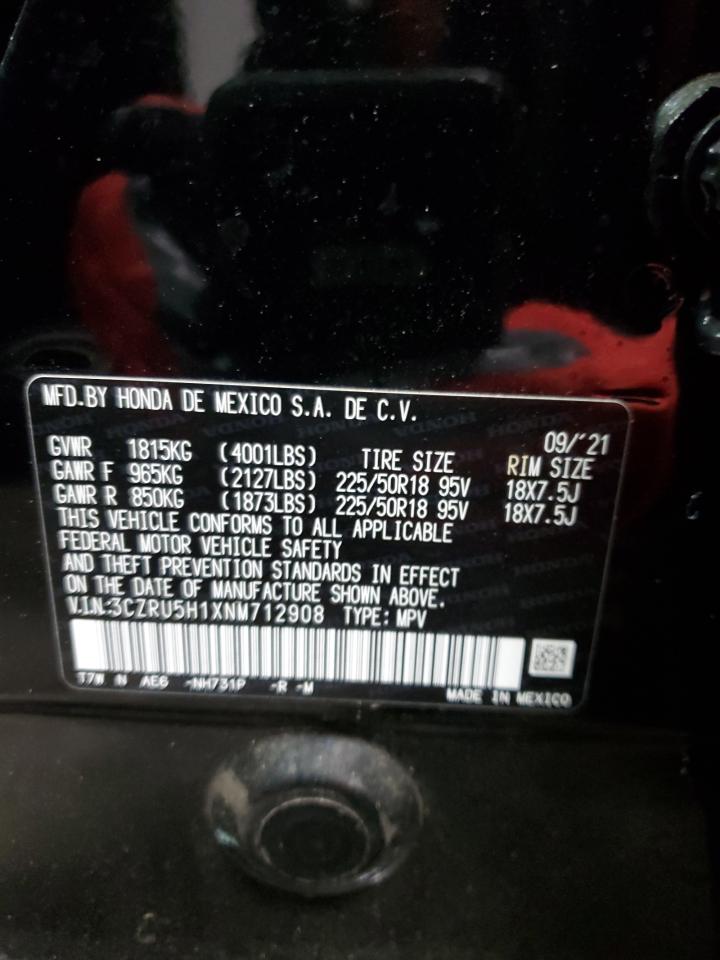2022 HONDA HR-V SPORT VIN:3CZRU5H1XNM712908