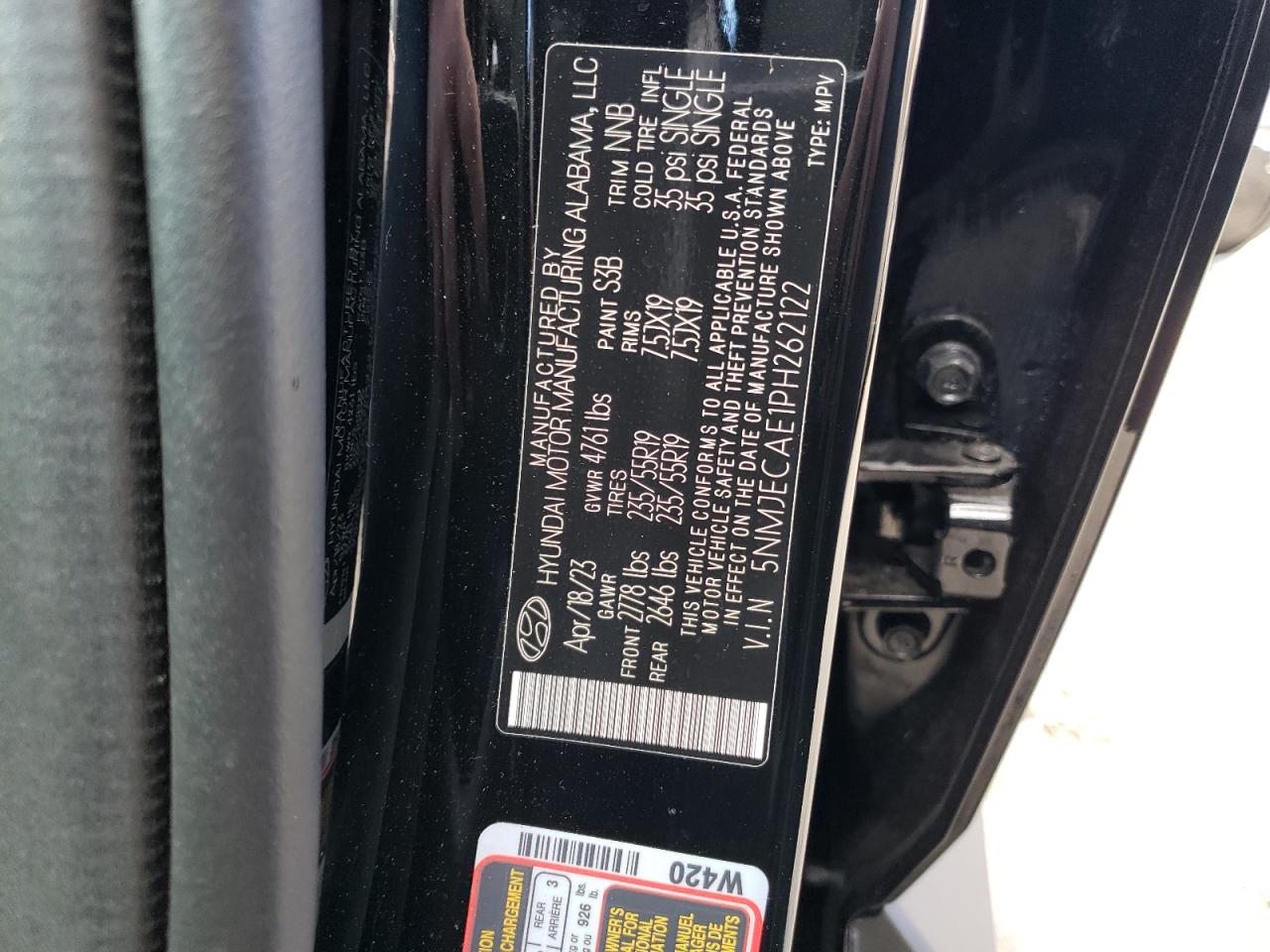 2023 HYUNDAI TUCSON LIMITED VIN:5NMJECAE1PH262122
