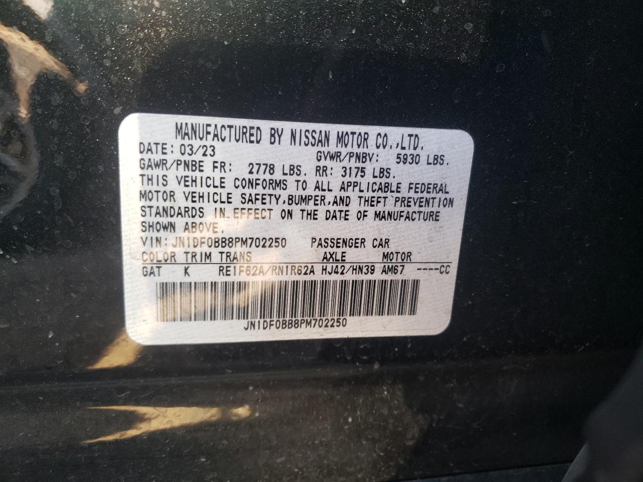 2023 NISSAN ARIYA EVOLVE+ VIN:JN1DF0BB8PM702250