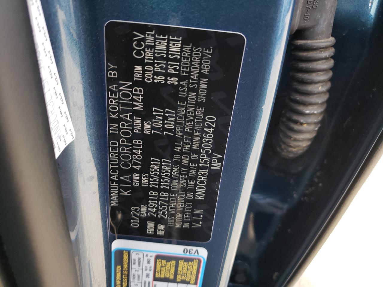 2023 KIA NIRO WIND VIN:KNDCR3L15P5036420
