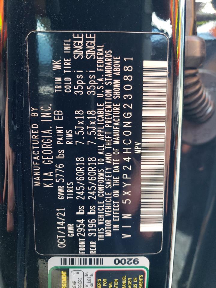 2022 KIA TELLURIDE LX VIN:5XYP24HC0NG230881