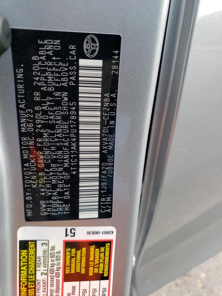 2023 TOYOTA CAMRY LE VIN:4T1C11AK4PU178945