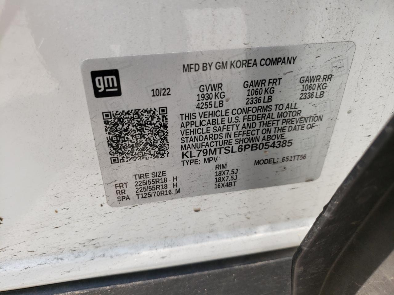 2023 CHEVROLET TRAILBLAZER RS VIN:KL79MTSL6PB054385