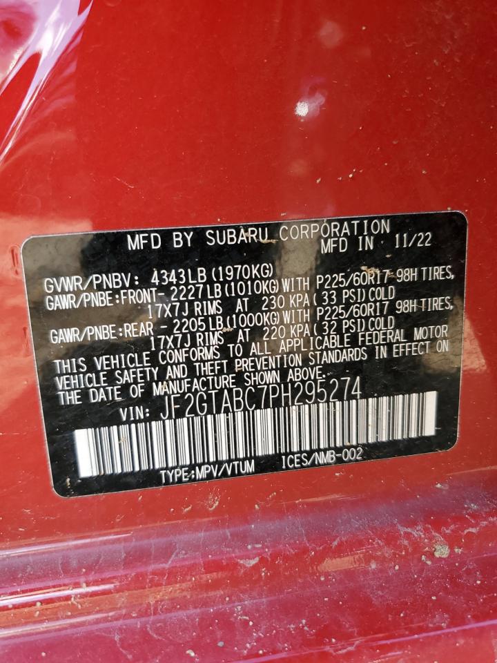 2023 SUBARU CROSSTREK VIN:JF2GTABC7PH295274