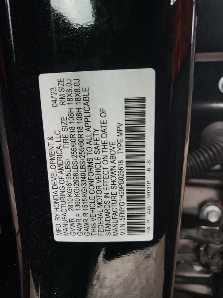 2023 HONDA PILOT LX VIN:5FNYG1H29PB026618