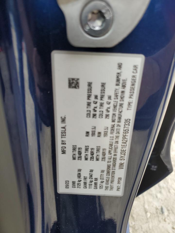 2023 TESLA MODEL 3 VIN:5YJ3E1EA2PF657335