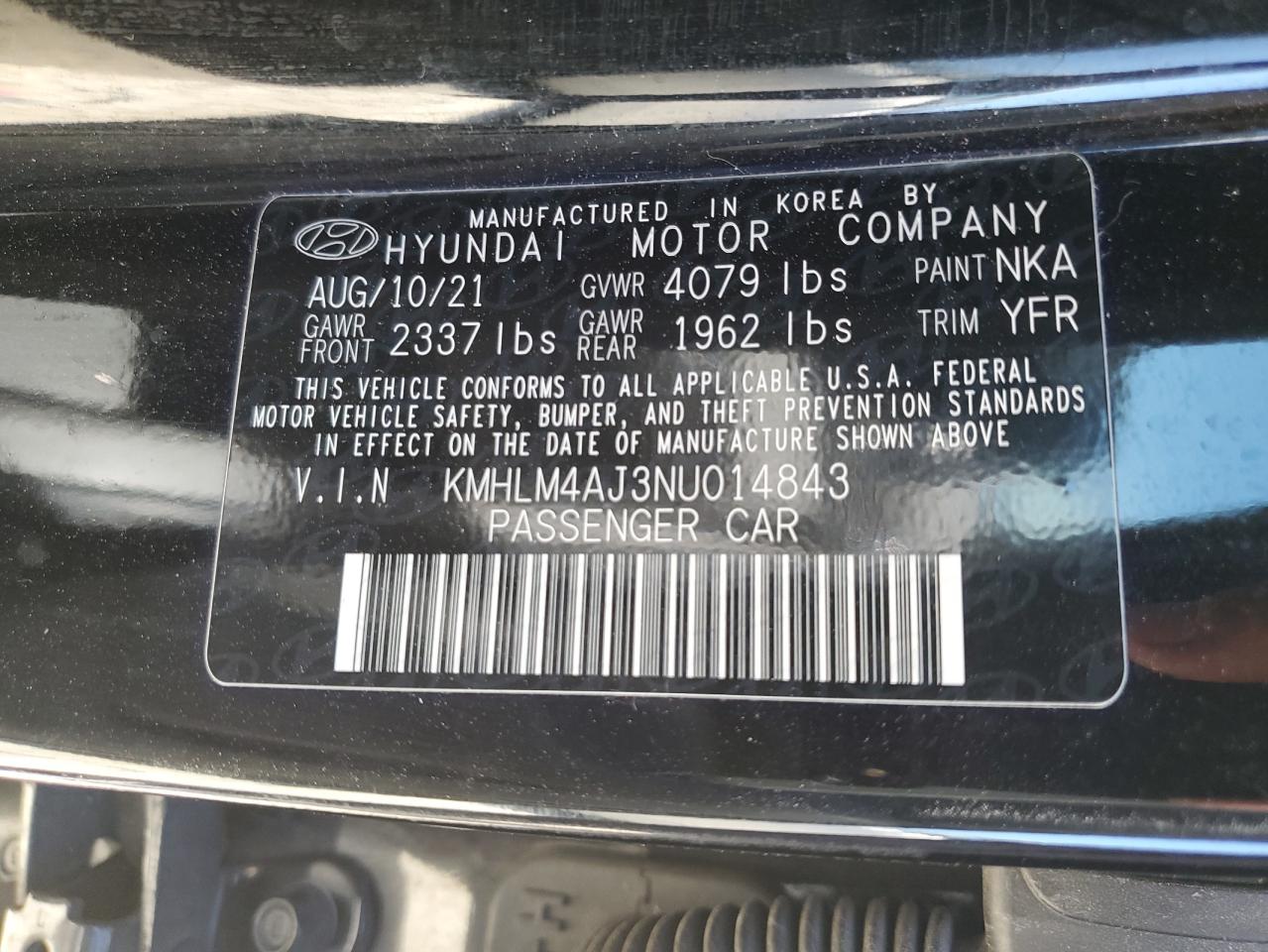 2022 HYUNDAI ELANTRA BLUE VIN:KMHLM4AJ3NU014843