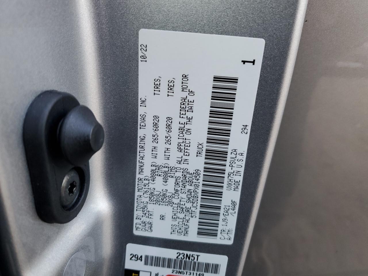 2023 TOYOTA TUNDRA CREWMAX LIMITED VIN:5TFJC5DBXPX014509