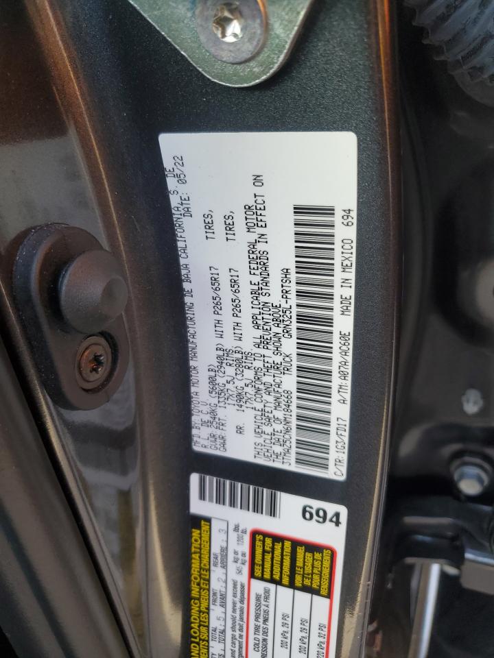 2022 TOYOTA TACOMA DOUBLE CAB VIN:3TMAZ5CN6NM184668