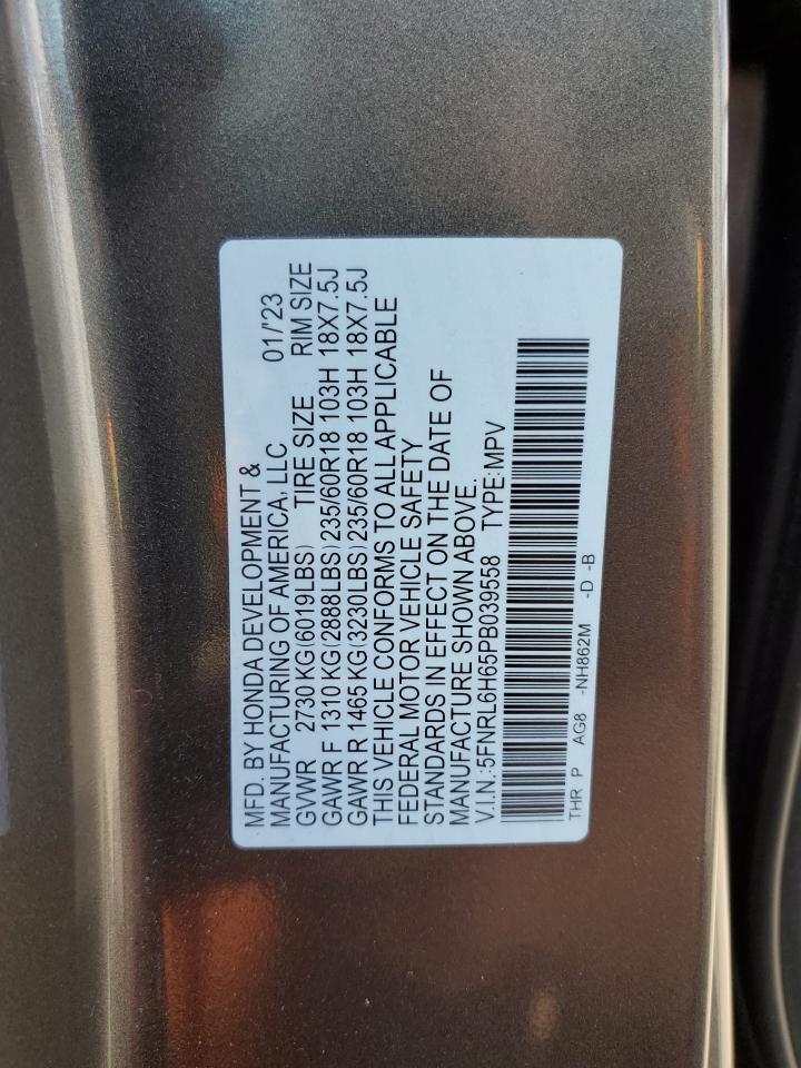 2023 HONDA ODYSSEY EXL VIN:5FNRL6H65PB039558
