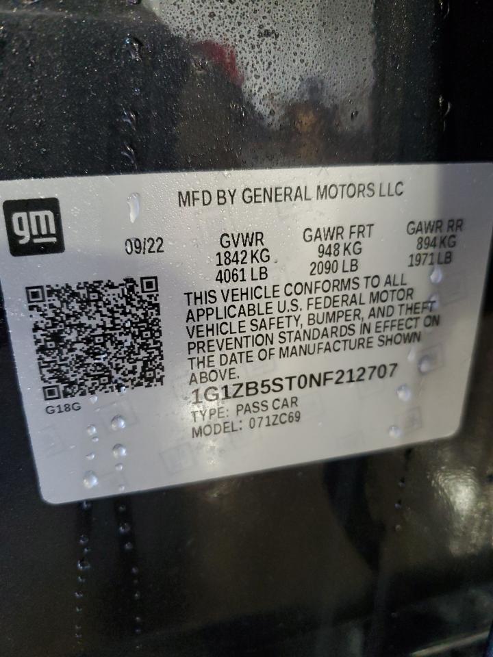 2022 CHEVROLET MALIBU LS VIN:1G1ZB5ST0NF212707