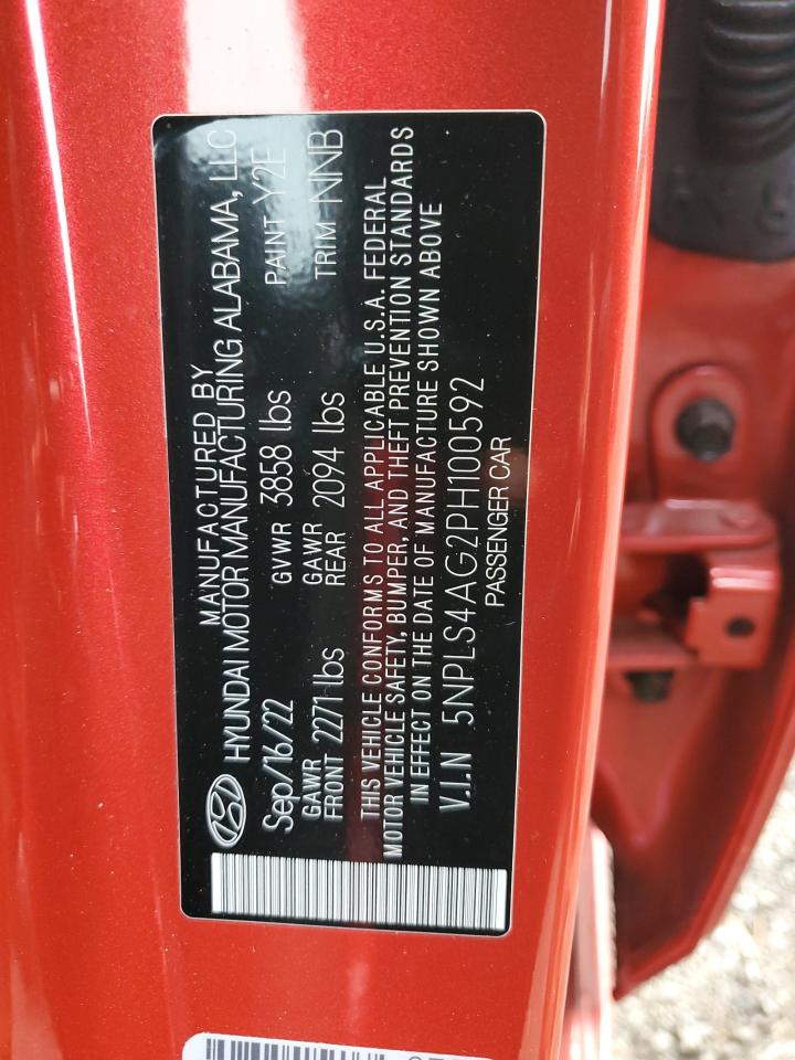 2023 HYUNDAI ELANTRA SEL VIN:5NPLS4AG2PH100592