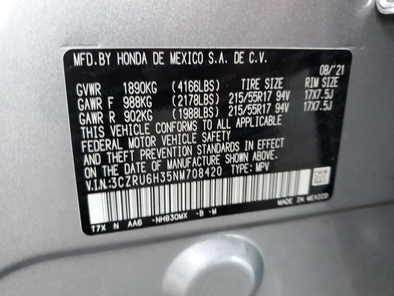 2022 HONDA HR-V LX VIN:3CZRU6H35NM708420