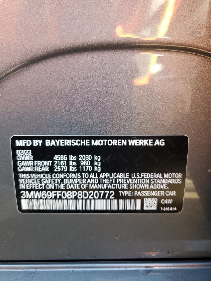 2023 BMW 330I VIN:3MW69FF08P8D20772