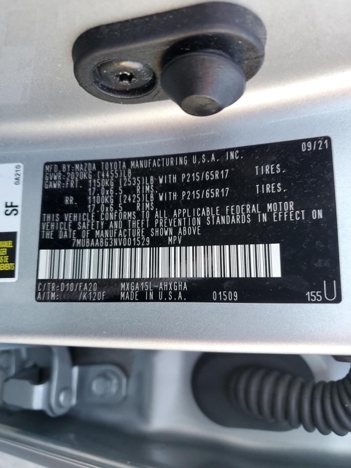 2022 TOYOTA COROLLA CROSS LE VIN:7MUBAABG3NV001529