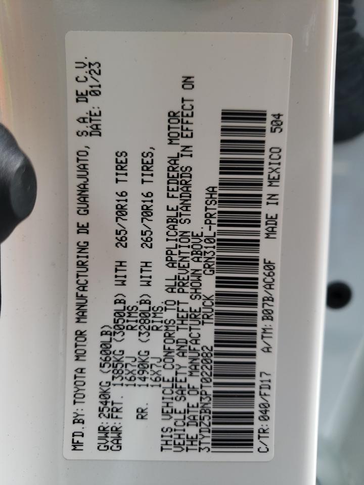 2023 TOYOTA TACOMA DOUBLE CAB VIN:3TYDZ5BN3PT022082