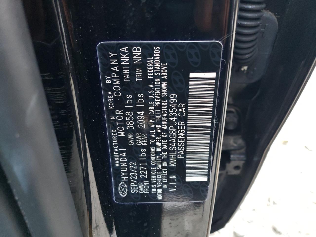 2023 HYUNDAI ELANTRA SEL VIN:KMHLS4AG8PU435499