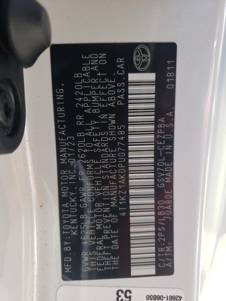 2023 TOYOTA CAMRY TRD VIN:4T1KZ1AK0PU077485