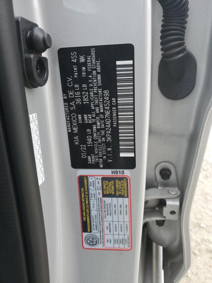 2022 KIA RIO LX VIN:3KPA24AD7NE452498
