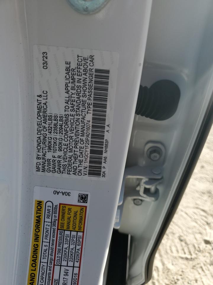 2023 HONDA ACCORD LX VIN:1HGCY1F25PA016074