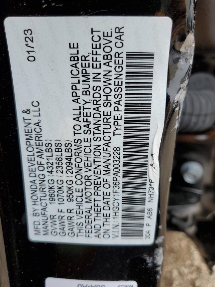 2023 HONDA ACCORD EX VIN:1HGCY1F36PA003228