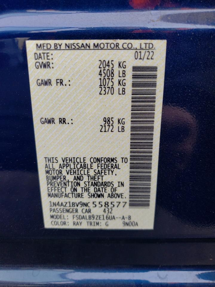 2022 NISSAN LEAF S VIN:79870383