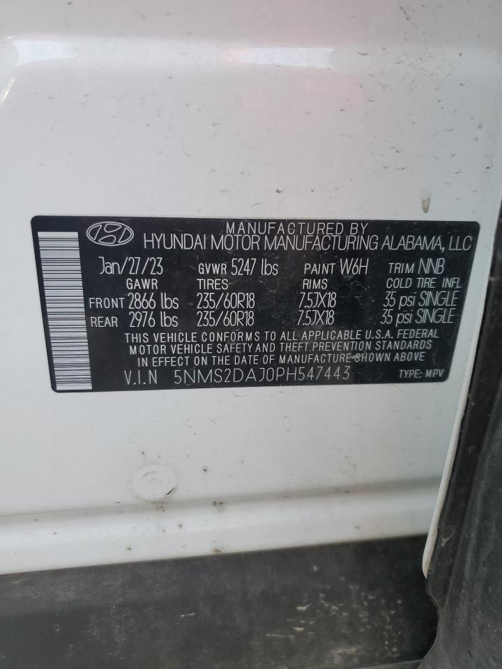 2023 HYUNDAI SANTA FE SEL VIN:5NMS2DAJ0PH547443