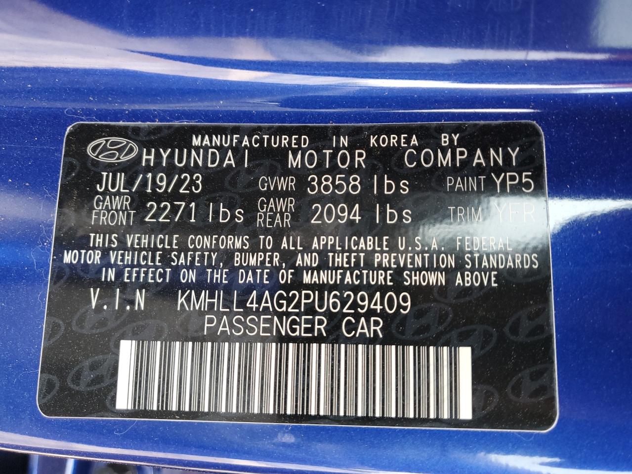 2023 HYUNDAI ELANTRA SE VIN:KMHLL4AG2PU629409