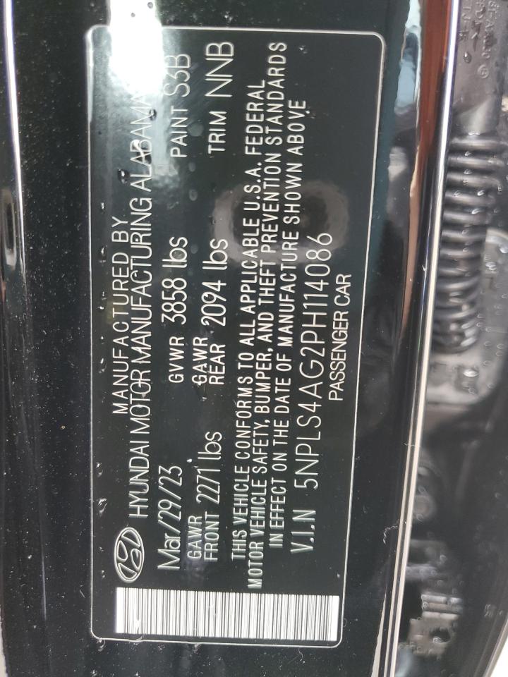 2023 HYUNDAI ELANTRA SEL VIN:5NPLS4AG2PH114086