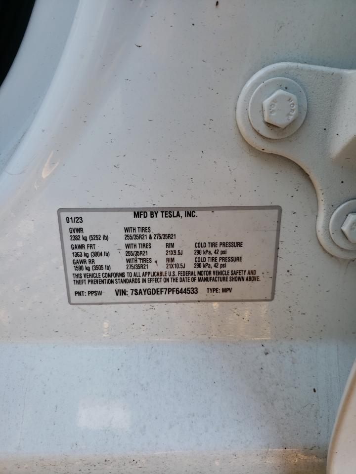 2023 TESLA MODEL Y VIN:7SAYGDEF7PF644533