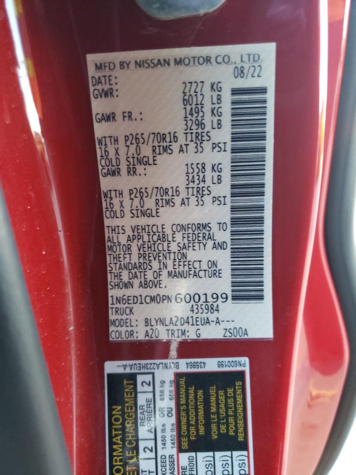 2023 NISSAN FRONTIER S VIN:1N6ED1CM0PN600199