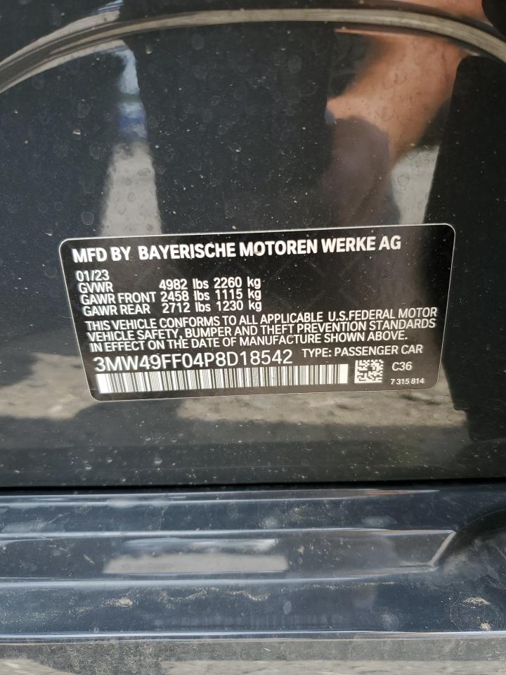 2023 BMW M340XI VIN:3MW49FF04P8D18542
