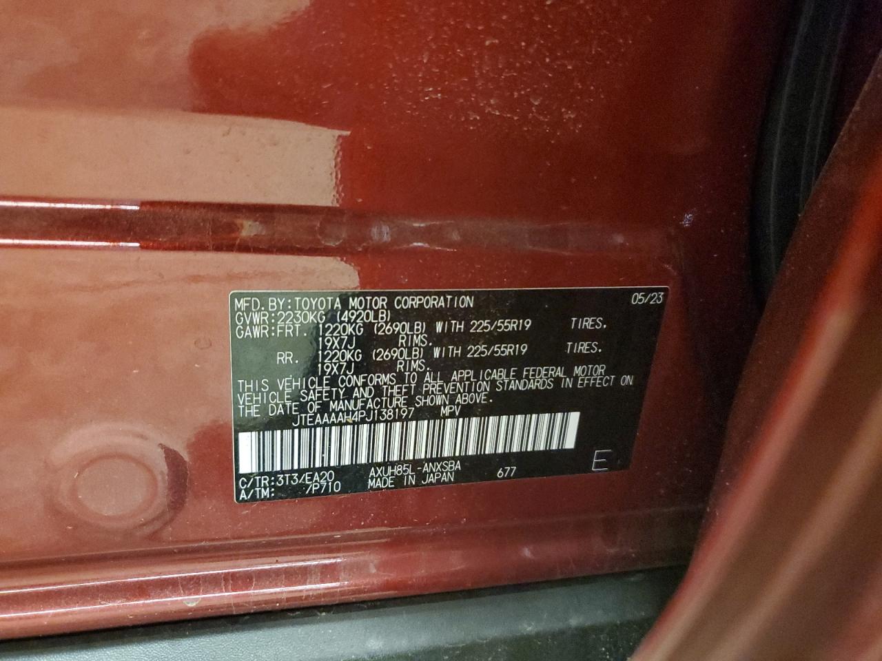 2023 TOYOTA VENZA LE VIN:JTEAAAAH4PJ138197