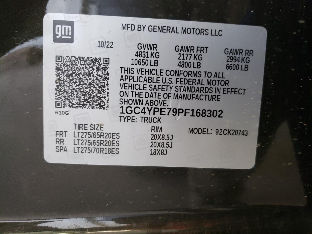 2023 CHEVROLET SILVERADO K2500 HEAVY DUTY LTZ VIN:1GC4YPE79PF168302