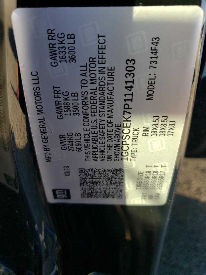 2023 CHEVROLET COLORADO LT VIN:1GCPSCEK7P1141303